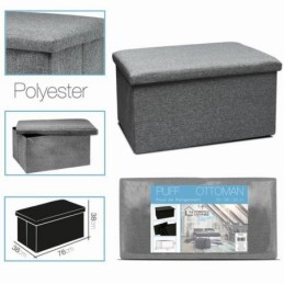 Puff ottoman polyester gris...