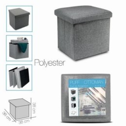 Puff ottoman polyester gris...