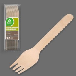 S/12 tenedor madera 16 cm...