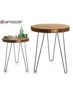 Mesa de madera con patas acero